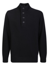 Barbour Wool Sweater With Buttons And Patches In Black