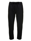 SEMICOUTURE BLACK STRAIGHT PANTS WITH DRAWSTRING IN WOOL STRETCH WOMAN