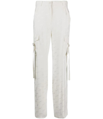 Blugirl Straight-leg Logo-print Trousers In Beige