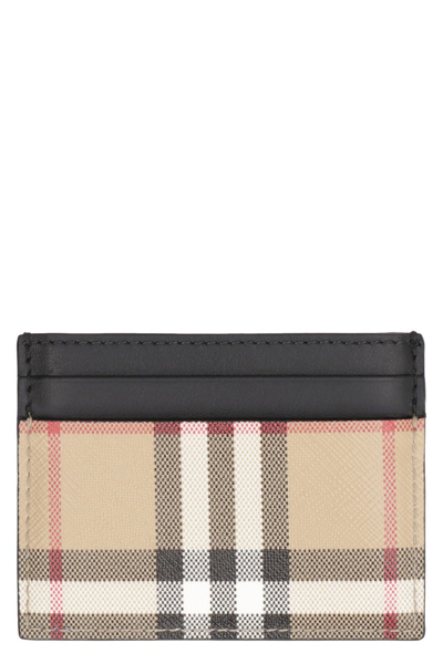 Burberry Embroidered E-canvas Card Holder In A.beige/black