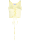 Chiara Ferragni Lace-up Sleeveless Crop Top In Yellow