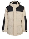 Dickies Ottoman Fabric Hooded Parka With Adjustable Hem In Beige