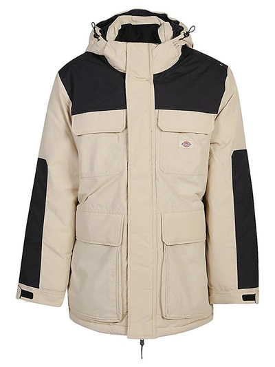 Dickies Colourblocked Parka Coat In Beige