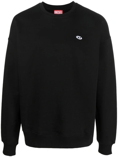 Diesel Logo Embroidery Cotton Sweatshirt In Black