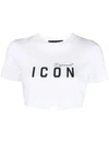 Dsquared2 Icon-print Cropped Cotton T-shirt In White