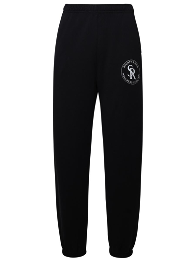 Sporty And Rich Logo-patch Cotton Track Pants In Black