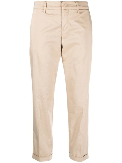 Fay Slim-cut Cropped Trousers In Beige