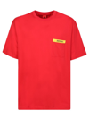 Ferrari Logo Embroidery Cotton T-shirt W/ Pocket In Red