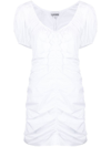 Ganni Gerafftes Minikleid Aus Baumwollpopeline In White