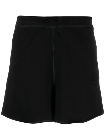 Ganni Logo-patch Short Shorts In Black