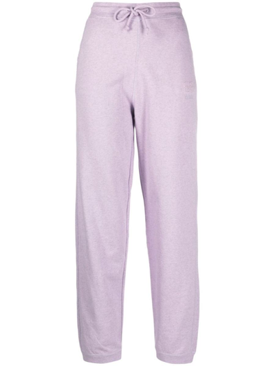 Ganni Tapered Organic Cotton Track Pants In Lilac