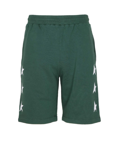 Golden Goose Star Shorts In Green Cotton In Green/white