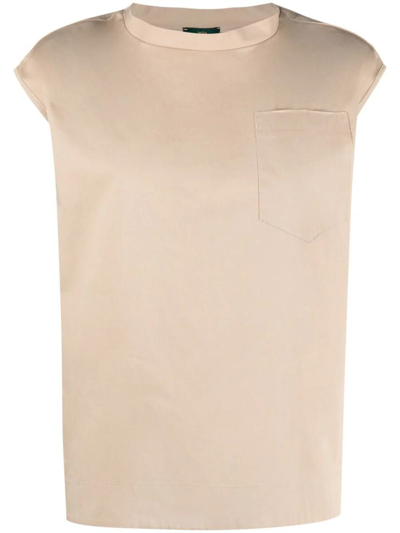 Jejia Chest-pocket Cotton T-shirt In Beige