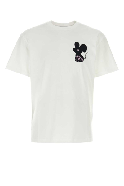Jw Anderson Logo-embroidered Cotton T-shirt In White