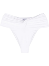 La Reveche Amelie Ruched Bikini Bottoms In White