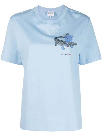 Lacoste X Netflix Bridgerton Cotton T-shirt In Blue