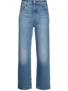 Levi's Cropped High-rise Straight-leg Jeans In Blue