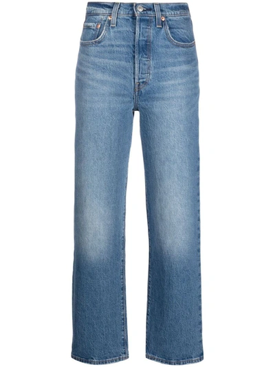 Levi's Ribcage High Waist Straight Leg Jeans In Slate Blue