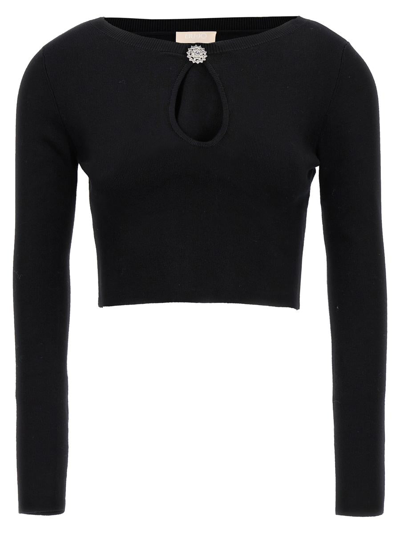 Liu •jo Jewel Cut Out Sweater In Black