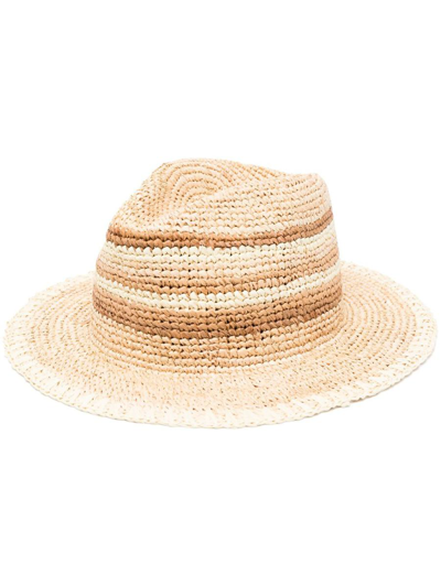 Manebi Woven Raffia Panama Hat In Brown
