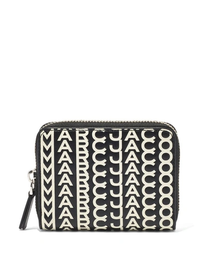 Marc Jacobs The Monogram Leather Zip Around Wallet In Black