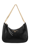 Michael Kors Small Shoulder Bag In Grained Leather In Black