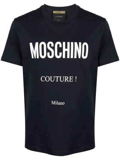 Moschino Logo-print Organic Cotton T-shirt In Blue