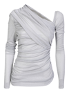 Msgm White Asymmetrical Blouse In Metallic