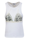 Msgm Bra-print Sleeveless Tank Top In White