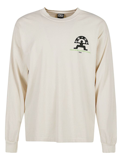 Obey Logo Cotton Sweatshirt In Beige