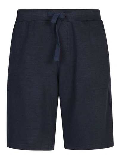 Original Vintage Linen Blend Cotton Shorts In Blue