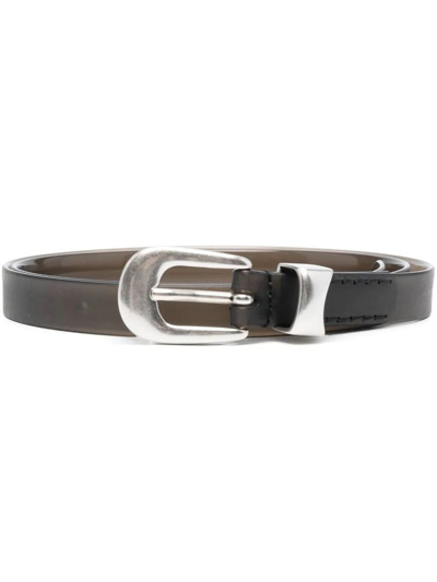 Our Legacy Metallic Leather Belt In Shadow