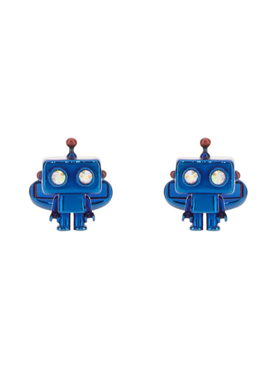 Paul Smith Robot Metal, Enamel And Crystal Cufflinks In Multicolour