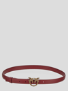 Pinko Love Birds-buckle Leather Belt In Dark Red