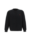 Polo Ralph Lauren Black Cotton Blend Sweatshirt With Logo In Polo Black