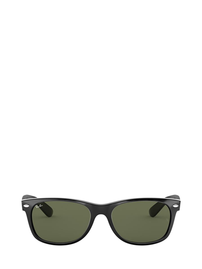 Ray Ban Ray-ban Ray-ban Men's New Wayfarer Rb2132-901l-55 Black Oval Sunglasses In Green Classic G-15