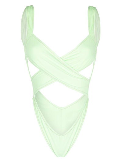 Reina Olga Crisscross Design Wrap Bikini In Green