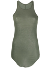 Rick Owens Raw-hem Organic Cotton Tank Top In Moss