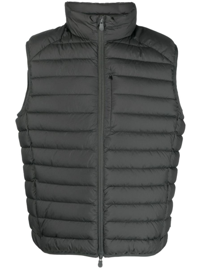 Save The Duck Zip-up Padded Gilet In Verde E Nero