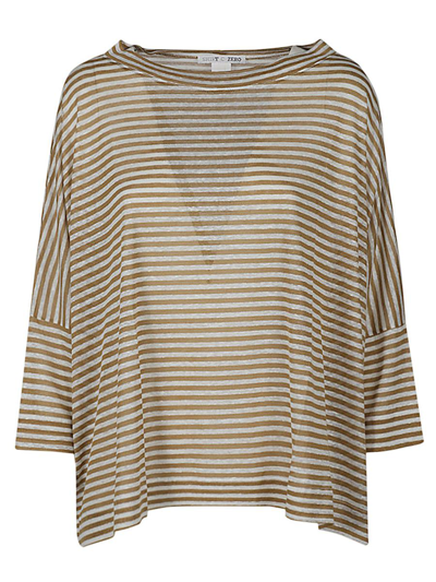 Shirt C-zero Linen Striped Sweater In Beige