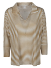 Shirt C-zero Linen Striped Sweater In Beige