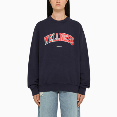 Sporty And Rich Wellness Printed Cotton-jersey Sweatshirt In Blue