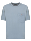 Ten C Cotton Crew-neck T-shirt With Chest Pocket In Blue
