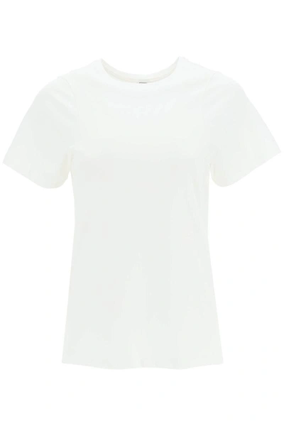 Totême Toteme Monogram Embroidered Curved T Shirt In White