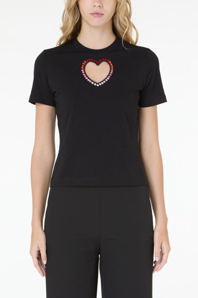 Vivetta Cut-out Heart Detail Cotton T-shirt In Black