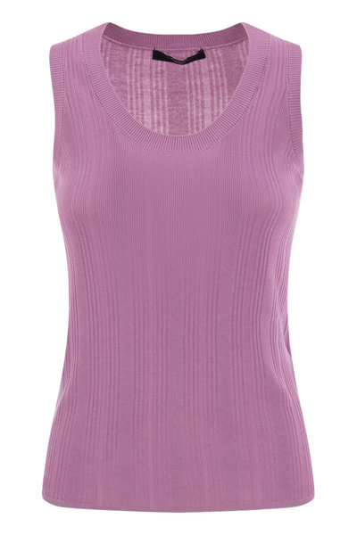 Weekend Max Mara Ceylon Knitted Tank Top In Lilac