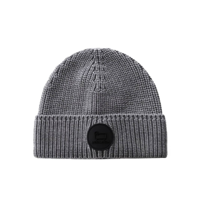 Woolrich Melange Grey Beanie With Logo In Grey Melange