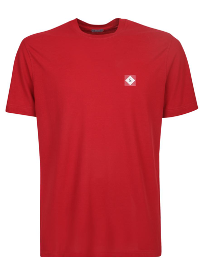 Zanone Logo-patch Cotton T-shirt In Red
