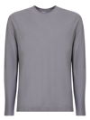 Zanone Long-sleeved Grey Cotton T-shirt With Classic Crew Neckline In Grey