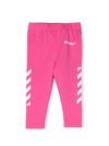 Off-white Logo-print Cotton Leggings In Pink